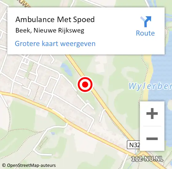 Locatie op kaart van de 112 melding: Ambulance Met Spoed Naar Beek, Nieuwe Rijksweg op 31 januari 2023 21:33