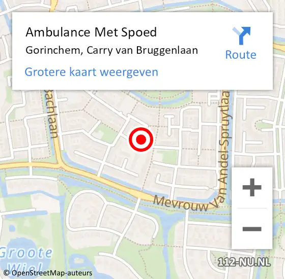 Locatie op kaart van de 112 melding: Ambulance Met Spoed Naar Gorinchem, Carry van Bruggenlaan op 31 januari 2023 21:43