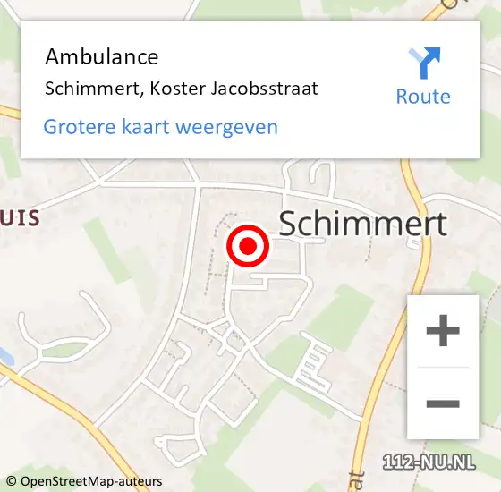 Locatie op kaart van de 112 melding: Ambulance Schimmert, Koster Jacobsstraat op 11 oktober 2013 13:37
