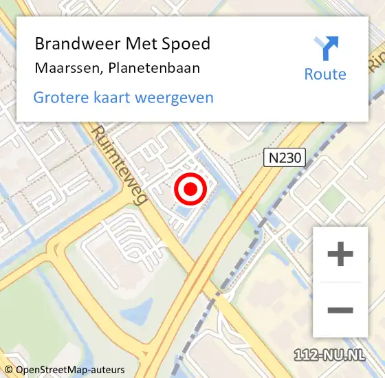 Locatie op kaart van de 112 melding: Brandweer Met Spoed Naar Maarssen, Planetenbaan op 31 januari 2023 22:42