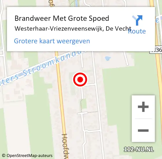 Locatie op kaart van de 112 melding: Brandweer Met Grote Spoed Naar Westerhaar-Vriezenveensewijk, De Vecht op 31 januari 2023 23:15