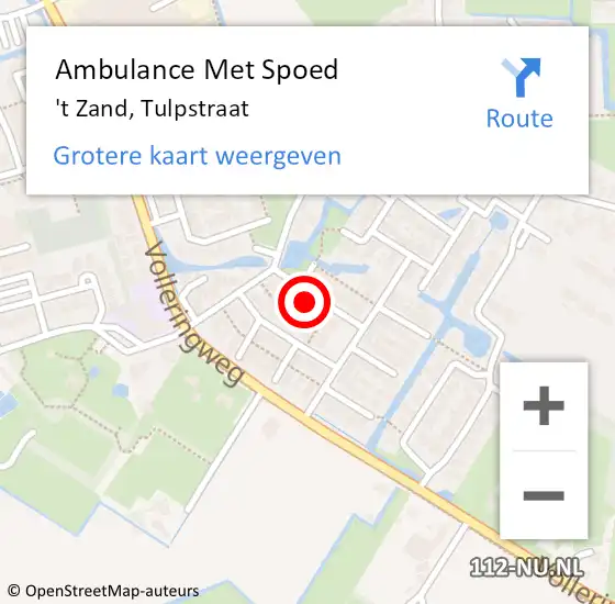 Locatie op kaart van de 112 melding: Ambulance Met Spoed Naar 't Zand, Tulpstraat op 31 januari 2023 23:45