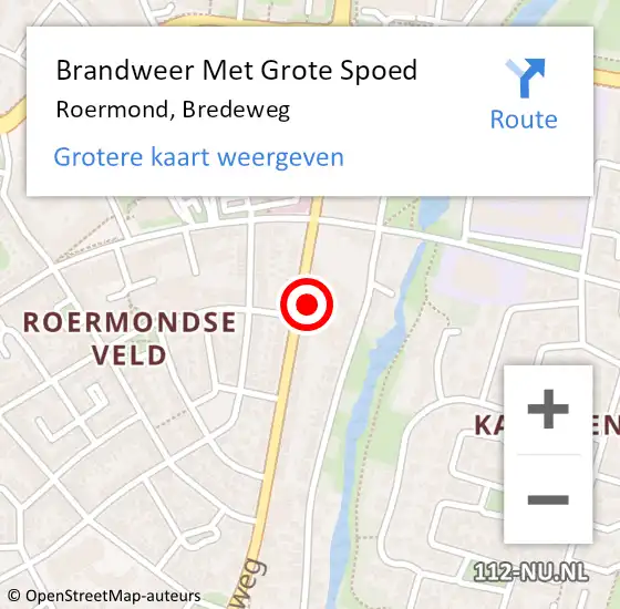 Locatie op kaart van de 112 melding: Brandweer Met Grote Spoed Naar Roermond, Bredeweg op 31 januari 2023 23:59