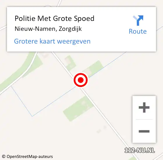 Locatie op kaart van de 112 melding: Politie Met Grote Spoed Naar Nieuw-Namen, Zorgdijk op 1 februari 2023 00:15