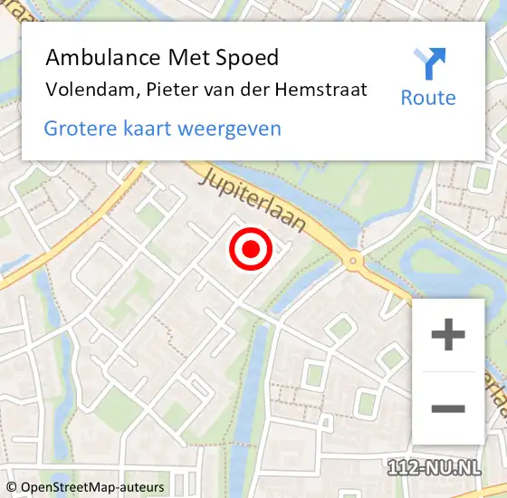 Locatie op kaart van de 112 melding: Ambulance Met Spoed Naar Volendam, Pieter van der Hemstraat op 1 februari 2023 00:25