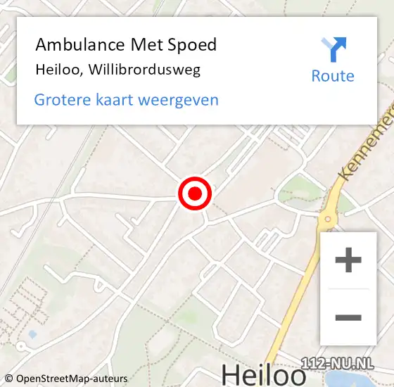 Locatie op kaart van de 112 melding: Ambulance Met Spoed Naar Heiloo, Willibrordusweg op 1 februari 2023 00:55