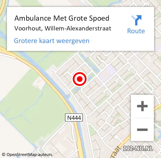 Locatie op kaart van de 112 melding: Ambulance Met Grote Spoed Naar Voorhout, Willem-Alexanderstraat op 1 februari 2023 01:03