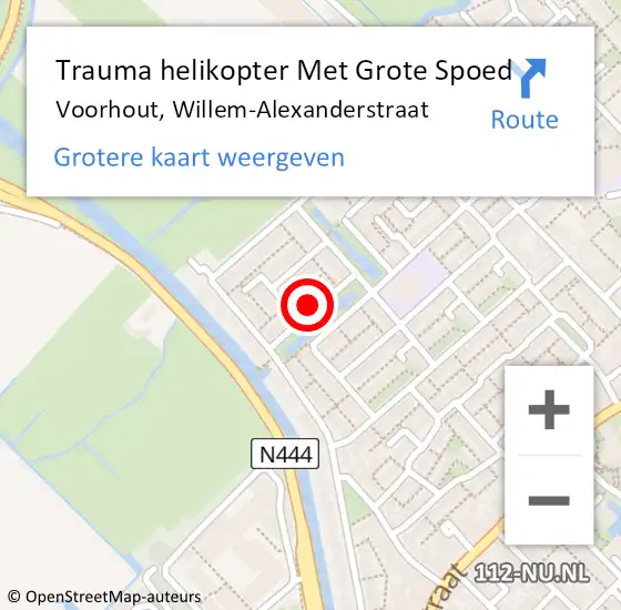 Locatie op kaart van de 112 melding: Trauma helikopter Met Grote Spoed Naar Voorhout, Willem-Alexanderstraat op 1 februari 2023 01:13