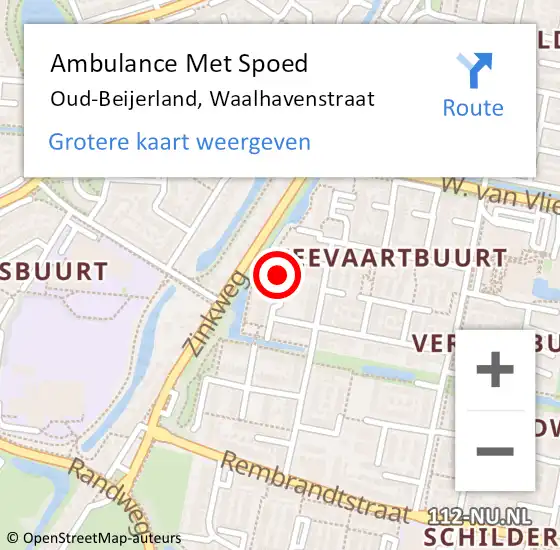 Locatie op kaart van de 112 melding: Ambulance Met Spoed Naar Oud-Beijerland, Waalhavenstraat op 1 februari 2023 01:19