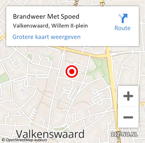 Locatie op kaart van de 112 melding: Brandweer Met Spoed Naar Valkenswaard, Willem II-plein op 1 februari 2023 01:30