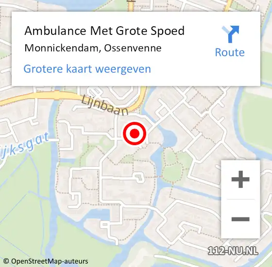 Locatie op kaart van de 112 melding: Ambulance Met Grote Spoed Naar Monnickendam, Ossenvenne op 1 februari 2023 01:51