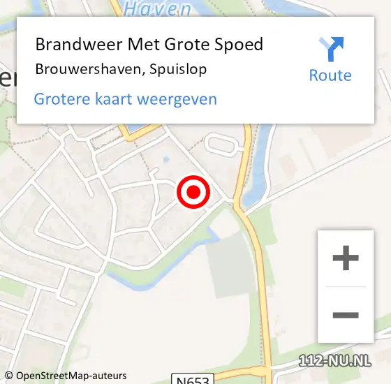 Locatie op kaart van de 112 melding: Brandweer Met Grote Spoed Naar Brouwershaven, Spuislop op 1 februari 2023 02:06