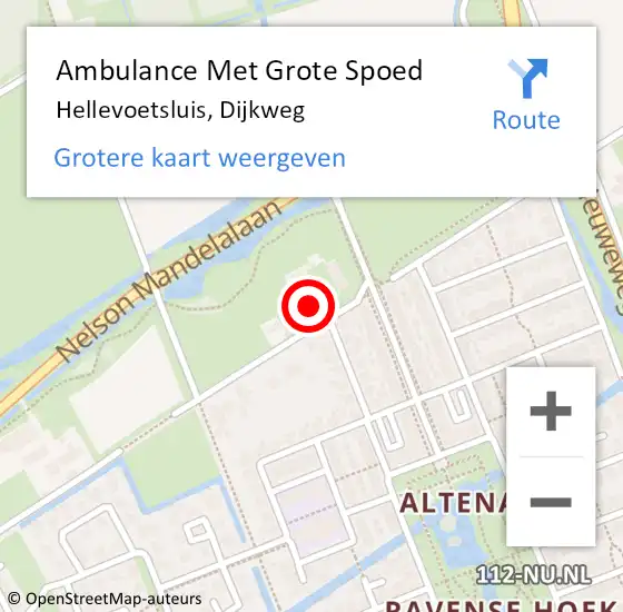 Locatie op kaart van de 112 melding: Ambulance Met Grote Spoed Naar Hellevoetsluis, Dijkweg op 1 februari 2023 02:12