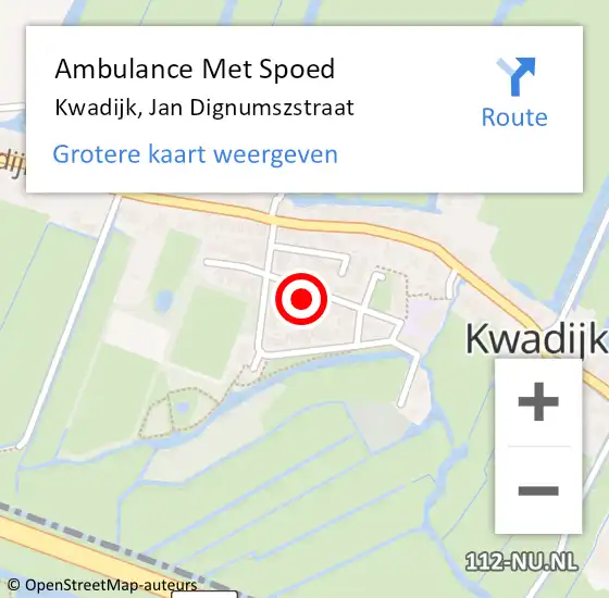 Locatie op kaart van de 112 melding: Ambulance Met Spoed Naar Kwadijk, Jan Dignumszstraat op 1 februari 2023 02:43