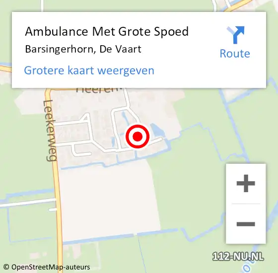 Locatie op kaart van de 112 melding: Ambulance Met Grote Spoed Naar Barsingerhorn, De Vaart op 1 februari 2023 04:07