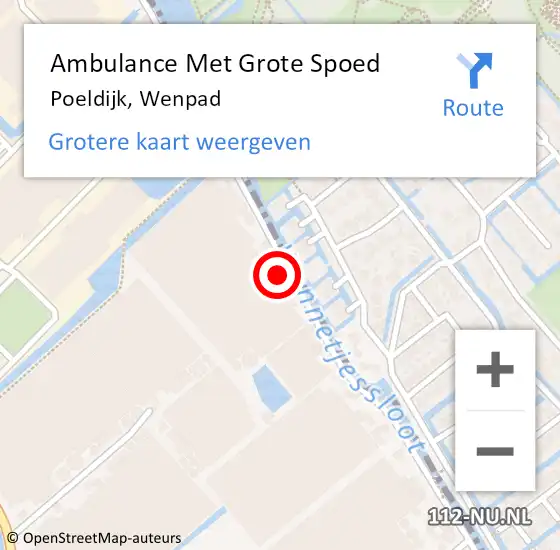 Locatie op kaart van de 112 melding: Ambulance Met Grote Spoed Naar Poeldijk, Wenpad op 1 februari 2023 04:11