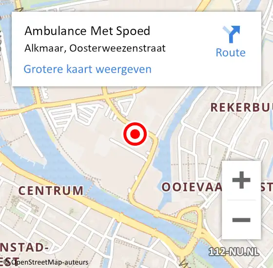 Locatie op kaart van de 112 melding: Ambulance Met Spoed Naar Alkmaar, Oosterweezenstraat op 1 februari 2023 05:26