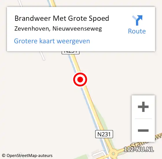 Locatie op kaart van de 112 melding: Brandweer Met Grote Spoed Naar Zevenhoven, Nieuwveenseweg op 14 augustus 2014 07:10