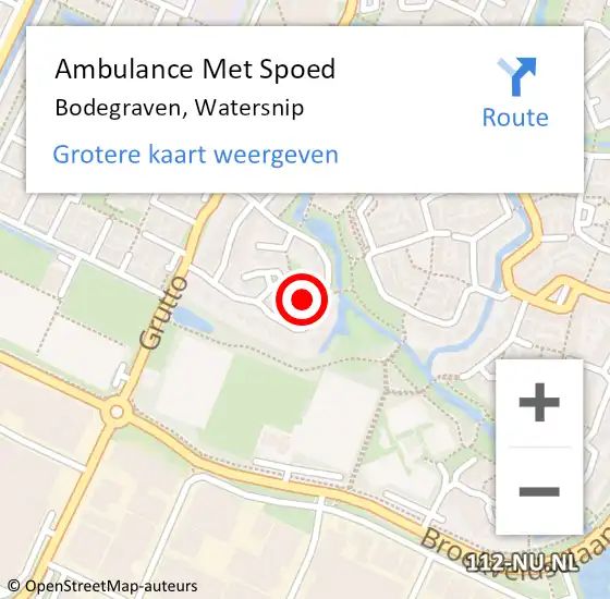 Locatie op kaart van de 112 melding: Ambulance Met Spoed Naar Bodegraven, Watersnip op 1 februari 2023 06:44