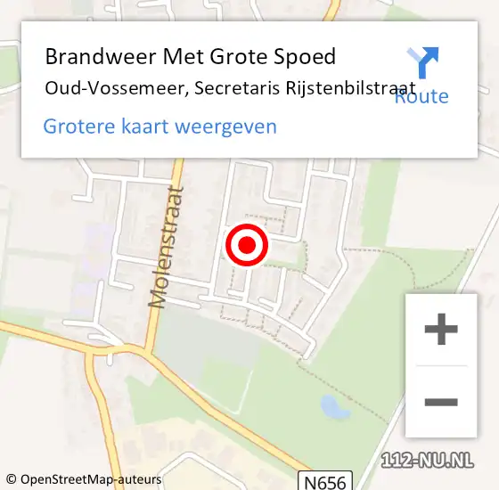 Locatie op kaart van de 112 melding: Brandweer Met Grote Spoed Naar Oud-Vossemeer, Secretaris Rijstenbilstraat op 1 februari 2023 07:23