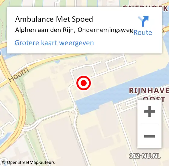 Locatie op kaart van de 112 melding: Ambulance Met Spoed Naar Alphen aan den Rijn, Ondernemingsweg op 1 februari 2023 07:30