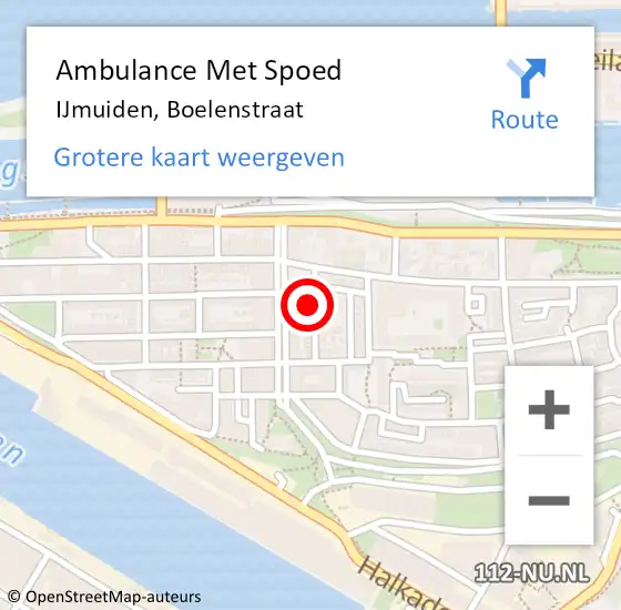 Locatie op kaart van de 112 melding: Ambulance Met Spoed Naar IJmuiden, Boelenstraat op 1 februari 2023 07:31