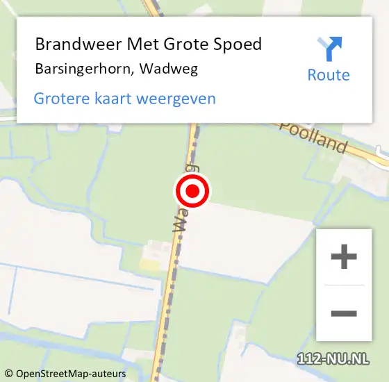 Locatie op kaart van de 112 melding: Brandweer Met Grote Spoed Naar Barsingerhorn, Wadweg op 1 februari 2023 07:38