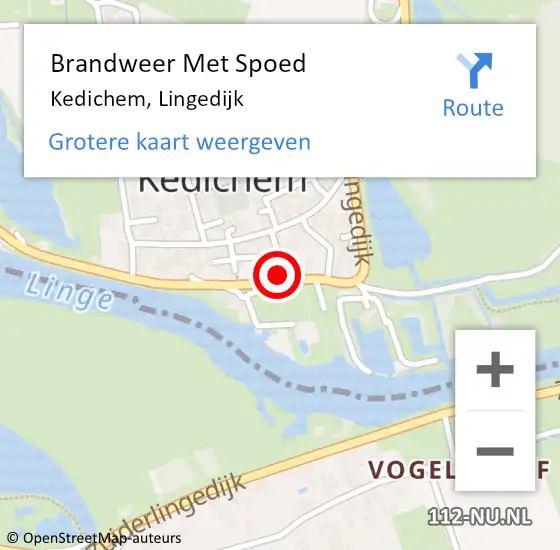 Locatie op kaart van de 112 melding: Brandweer Met Spoed Naar Kedichem, Lingedijk op 1 februari 2023 08:01