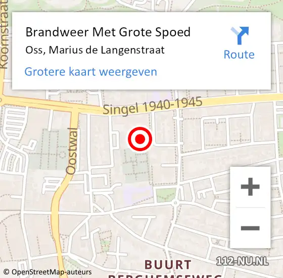 Locatie op kaart van de 112 melding: Brandweer Met Grote Spoed Naar Oss, Marius de Langenstraat op 1 februari 2023 09:06