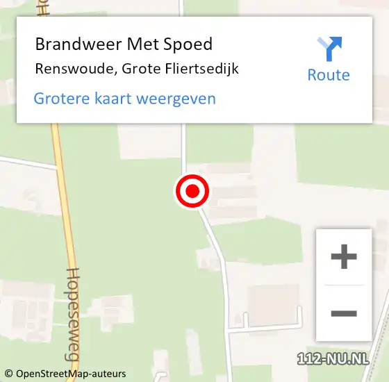 Locatie op kaart van de 112 melding: Brandweer Met Spoed Naar Renswoude, Grote Fliertsedijk op 1 februari 2023 09:06