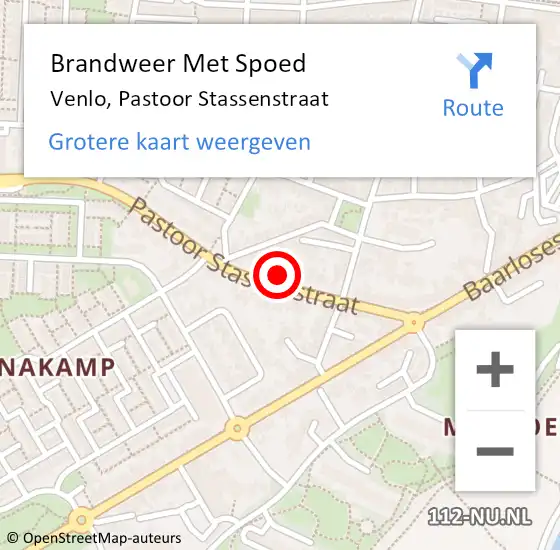 Locatie op kaart van de 112 melding: Brandweer Met Spoed Naar Venlo, Pastoor Stassenstraat op 1 februari 2023 09:18