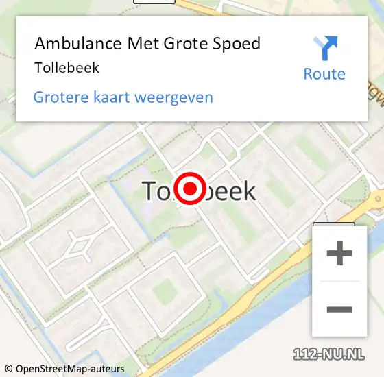 Locatie op kaart van de 112 melding: Ambulance Met Grote Spoed Naar Tollebeek op 1 februari 2023 09:45