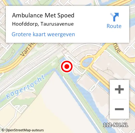 Locatie op kaart van de 112 melding: Ambulance Met Spoed Naar Hoofddorp, Taurusavenue op 1 februari 2023 09:46
