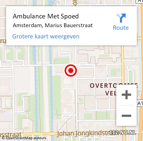 Locatie op kaart van de 112 melding: Ambulance Met Spoed Naar Amsterdam, Marius Bauerstraat op 1 februari 2023 09:47