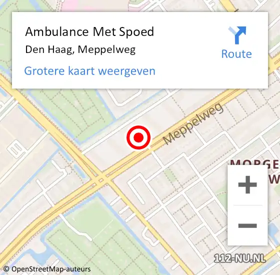 Locatie op kaart van de 112 melding: Ambulance Met Spoed Naar Den Haag, Meppelweg op 1 februari 2023 09:48