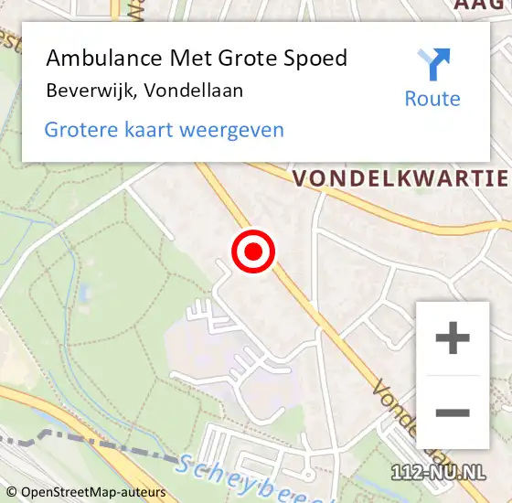 Locatie op kaart van de 112 melding: Ambulance Met Grote Spoed Naar Beverwijk, Vondellaan op 1 februari 2023 09:51