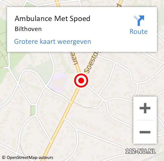 Locatie op kaart van de 112 melding: Ambulance Met Spoed Naar Bilthoven op 1 februari 2023 09:52