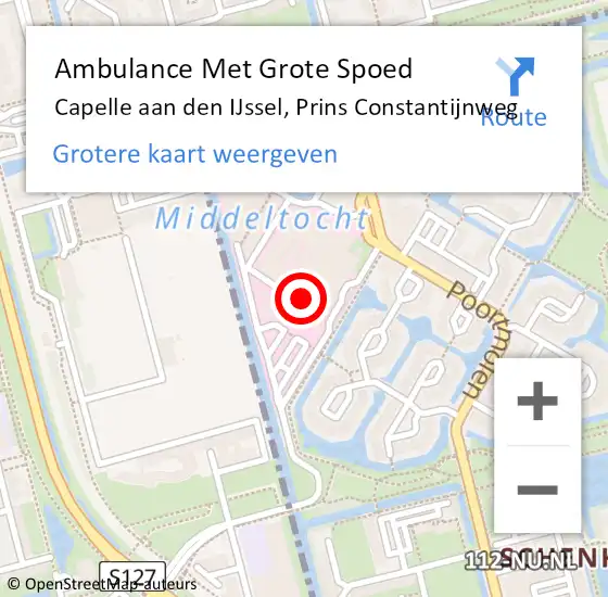 Locatie op kaart van de 112 melding: Ambulance Met Grote Spoed Naar Capelle aan den IJssel, Prins Constantijnweg op 1 februari 2023 09:53