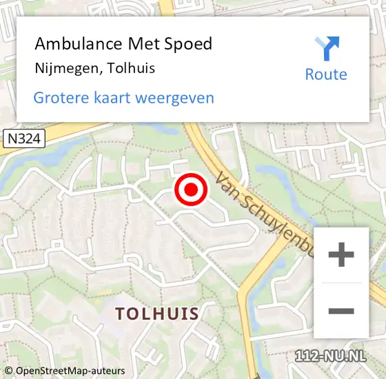Locatie op kaart van de 112 melding: Ambulance Met Spoed Naar Nijmegen, Tolhuis op 1 februari 2023 09:53