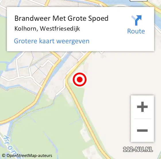 Locatie op kaart van de 112 melding: Brandweer Met Grote Spoed Naar Kolhorn, Westfriesedijk op 1 februari 2023 09:55