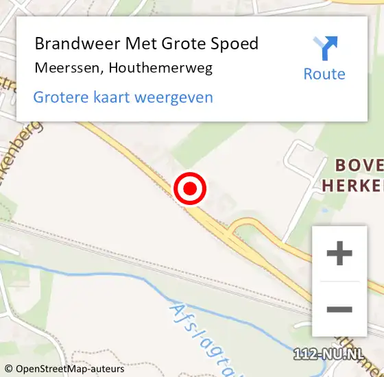 Locatie op kaart van de 112 melding: Brandweer Met Grote Spoed Naar Meerssen, Houthemerweg op 1 februari 2023 10:04