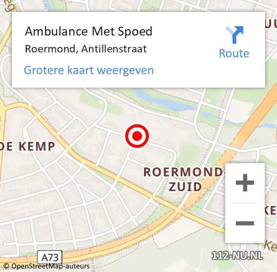 Locatie op kaart van de 112 melding: Ambulance Met Spoed Naar Roermond, Antillenstraat op 1 februari 2023 11:11