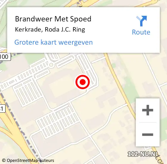 Locatie op kaart van de 112 melding: Brandweer Met Spoed Naar Kerkrade, Roda J.C. Ring op 1 februari 2023 11:13