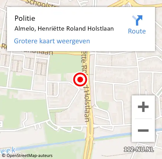 Locatie op kaart van de 112 melding: Politie Almelo, Henriëtte Roland Holstlaan op 1 februari 2023 11:15