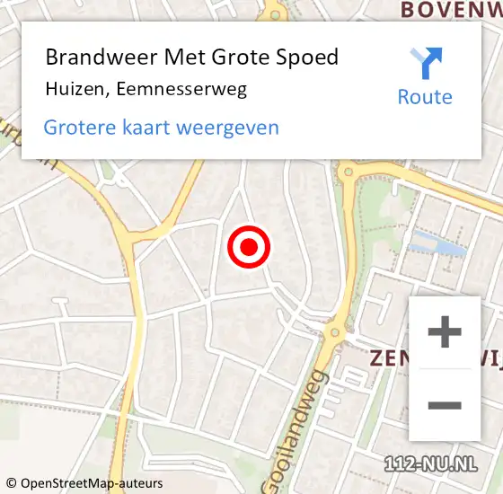 Locatie op kaart van de 112 melding: Brandweer Met Grote Spoed Naar Huizen, Eemnesserweg op 1 februari 2023 11:22