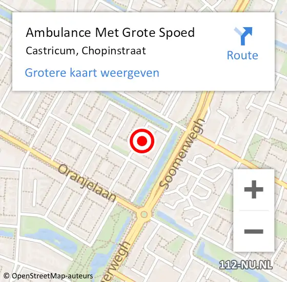 Locatie op kaart van de 112 melding: Ambulance Met Grote Spoed Naar Castricum, Chopinstraat op 1 februari 2023 11:23