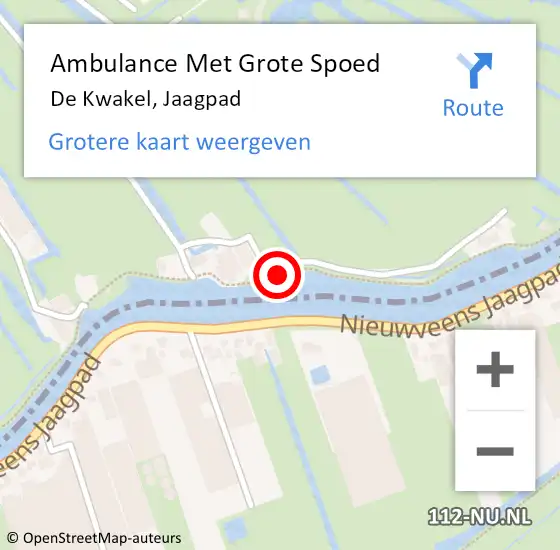 Locatie op kaart van de 112 melding: Ambulance Met Grote Spoed Naar De Kwakel, Jaagpad op 1 februari 2023 11:32