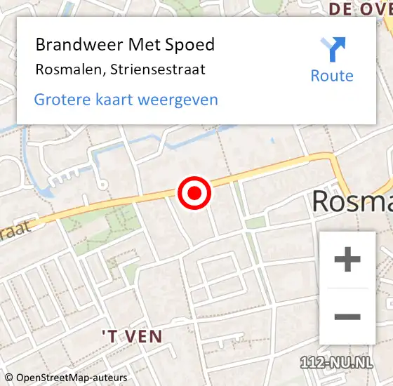 Locatie op kaart van de 112 melding: Brandweer Met Spoed Naar Rosmalen, Striensestraat op 1 februari 2023 11:40