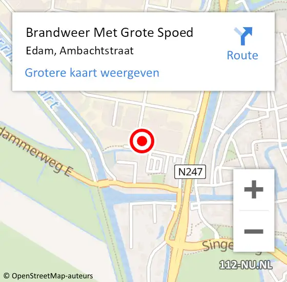 Locatie op kaart van de 112 melding: Brandweer Met Grote Spoed Naar Edam, Ambachtstraat op 14 augustus 2014 07:53