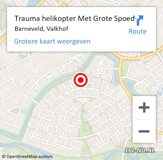 Locatie op kaart van de 112 melding: Trauma helikopter Met Grote Spoed Naar Barneveld, Valkhof op 1 februari 2023 11:52